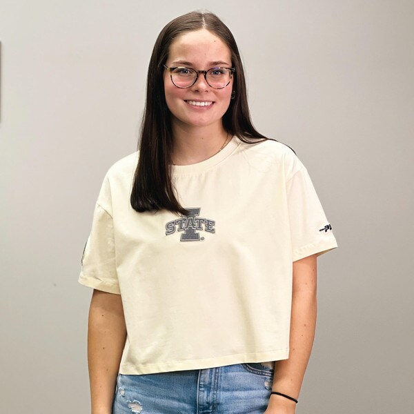 Pro Standard Women's I-State Off-White Boxy Cropped T-Shirt
